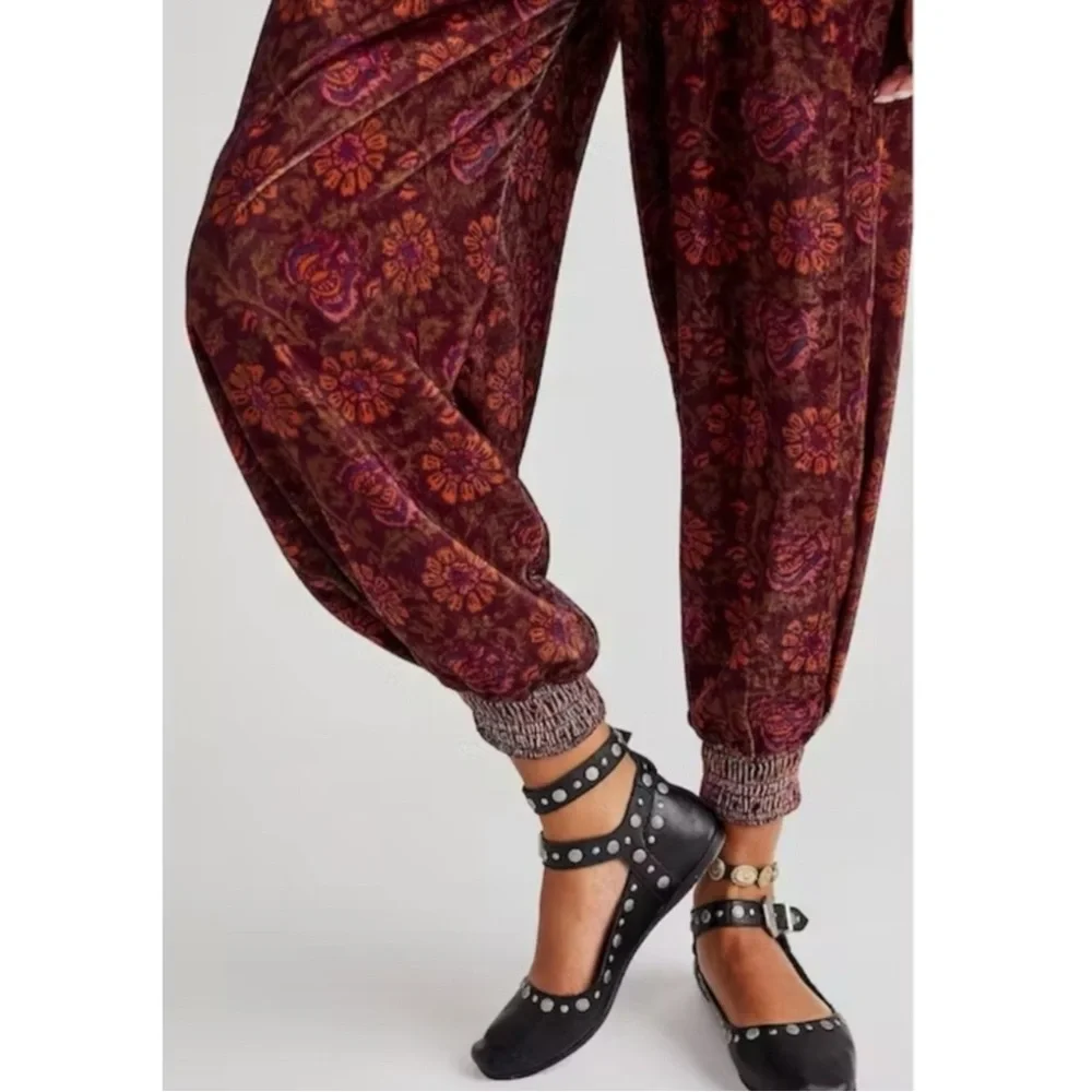 Free People FP One Marla Velvet Harem Gypsy Pants Plum Size Large NEW Bohemian